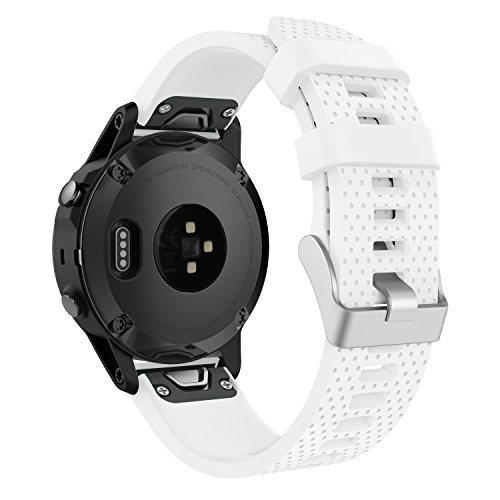 MoKo Correa de Reloj Compatible con Fenix 5S/Fenix 5S Plus/Fenix 6S/Fenix 6S Pro/Descent Mk2S/D2 Delta S, 20mm Quick Fit Pulsera Deportiva de Repuesto de Silicona Suave, Ajuste 5.31"-8.46", Blanco