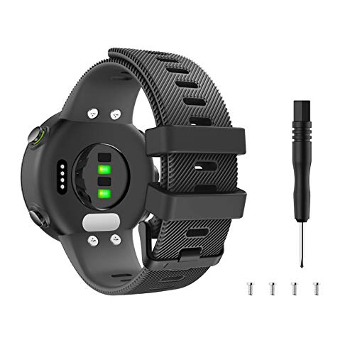 MoKo Correa de Reloj Deportiva Compatible con Garmin Forerunner 45/Forerunner 45S/Swim 2, Pulsera de Reloj Elegante y Ajustable, Banda Inteligente 4.92"-7.48"(125mm-190mm) de Repusto, Negro