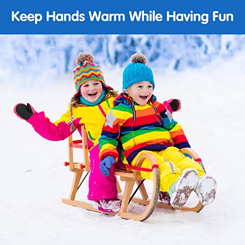 MoKo Guantes de Esquí para Niños, Guantes Impermeables de Térmicos Calientesa Prueba de Viento de Invierno para Clima Frío para Esquí, Ciclismo, Actividades al Aire Libre para 6-8 Años - Azul