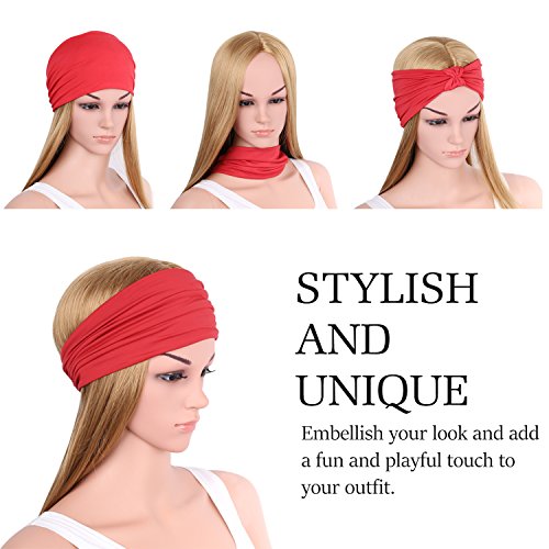 MoKo Headband Bandana - Pañuelo Deportivo Multifuncional Cinta/Bragas de Cabeza y Cuello para Fitness, Ejercicio， Correr, Yoga, Moda y Más, Negro & Rojo (Hombres & Mujeres)