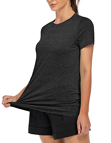 MOLERANI, Camisetas de Yoga para Mujer, Gimnasio Informal para Correr, Entrenamiento Relajado, Camiseta de Manga Corta, Ropa Deportiva, Camisetas Deportivas para Gimnasio（2XL,Negro