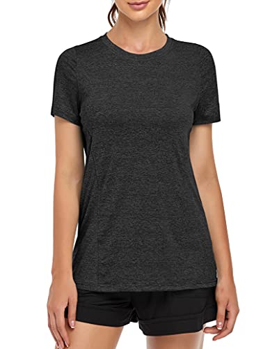 MOLERANI, Camisetas de Yoga para Mujer, Gimnasio Informal para Correr, Entrenamiento Relajado, Camiseta de Manga Corta, Ropa Deportiva, Camisetas Deportivas para Gimnasio（2XL,Negro