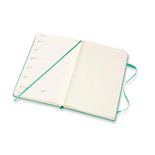 Moleskine, Agenda Settimanale 2022, Agenda Settimanale 12 Mesi, Weekly Planner e Notebook, Copertina Rigida, Formato Large 13 x 21 cm, Colore Verde Gelo, 144 Pagine