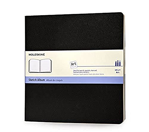 Moleskine - Art Collection, Cuaderno de Dibujo con Tapa Dura, Papel Apto para Bolígrafos, Lápices, Carboncillo, Color Negro, Tamaño Cuadrado 19 x 19 cm, 88 Páginas