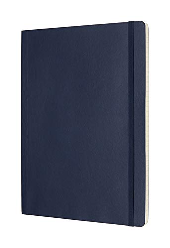 Moleskine Classic Notebook, Taccuino a Righe, Copertina Morbida e Chiusura ad Elastico, Formato XL 19 x 25 cm, Colore Blu Zaffiro, 192 Pagine