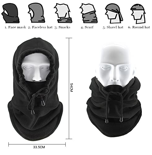 MOLIWEN Pasamontañas Moto Ski Deporte Impermeable Cuello Protector, Balaclava Polar, Sotocasco Máscara para Ciclismo para Hombre y Mujer (Negro)