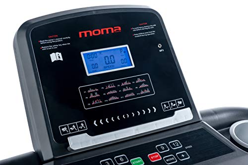 Moma Bikes Cinta de correr 1500W, Pantalla LCD, pulsómetro sensor integrado & 12 programas de entrenamientos