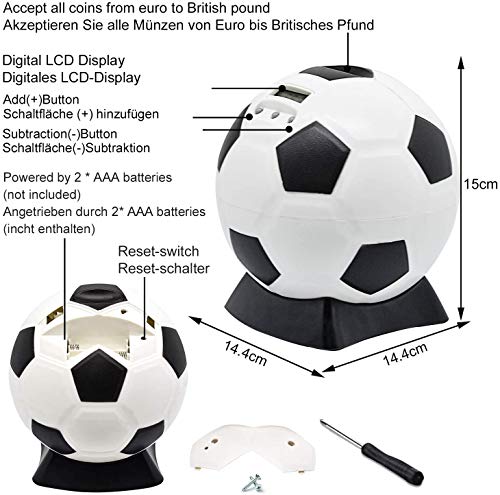 MOMMED Hucha, Contador Digital Hucha, Balón de Fútbol Hucha, Hucha Cerdito para Niños, Hucha Electronica LCD, Niños