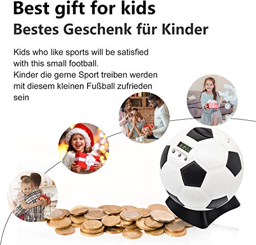 MOMMED Hucha, Contador Digital Hucha, Balón de Fútbol Hucha, Hucha Cerdito para Niños, Hucha Electronica LCD, Niños