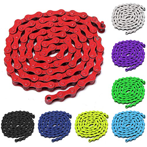 MOMOALA 1/2 X 1/8Inch 96 Enlaces De Una Sola Velocidad Colorido Cadena De Engranaje Fijo MTB BMX Bicicleta Bicicleta De Carretera - Rojo