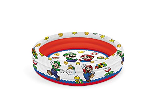 Mondo Brothers Toys-Super Mario | 3 Rings Pool-Piscina Hinchable para niños, 3 Anillas, diámetro 100 cm, Capacidad 84 litros, 16892, Multicolor