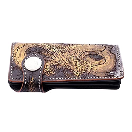 Monedero de cuero Golden Emperor Dragon Biker