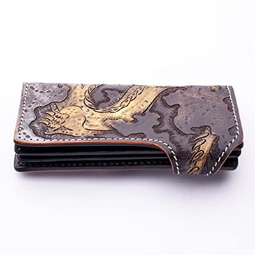 Monedero de cuero Golden Emperor Dragon Biker