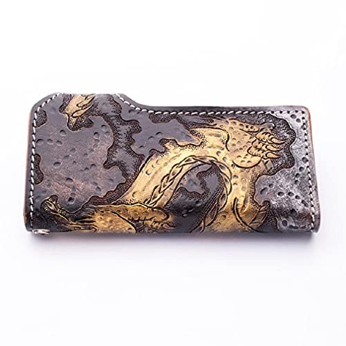 Monedero de cuero Golden Emperor Dragon Biker