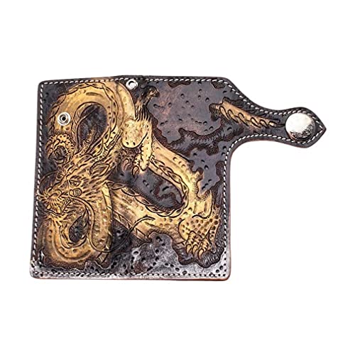 Monedero de cuero Golden Emperor Dragon Biker