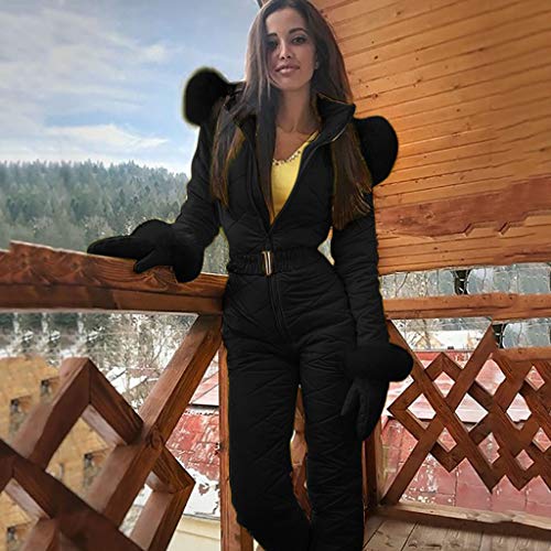 Mono de nieve para mujer, cálido y grueso, para hacer snowboard - Traje de esquí y otros deportes al aire libre, con cremallera, negro, M