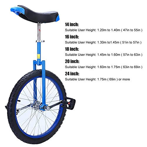 monociclo niño Pequeña 14"/ 16" / 18" Rueda Monociclo para niños niñas Grande 20"/ 24" Monociclo para adultos para hombres / mujeres / niños grandes, Uniciclo para principiantes, Bicicleta de una rued