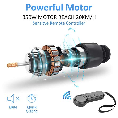 Monopatín eléctrico de 25,4 pulgadas con mando a distancia, motor de 350 W, alcance de 8-10 km, velocidad máxima de 20 km/h, modo de 3 velocidades, 7 capas de madera de arce.