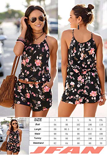 Monos de Vestir para Mujer Verano Jumpsuit Casuales con Estampado Floral Mono sin Mangas con Bolsillos