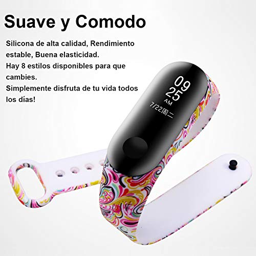 MONUARY 8 Piezas Correa para Xiaomi Mi Smart Band 4 / Mi Band 3 Pulsera, Silicona Reloj de Recambio Brazalete Coloridos Correas para Xiaomi Mi Band 3/4 [Compatible con Mi Smart Band 4]