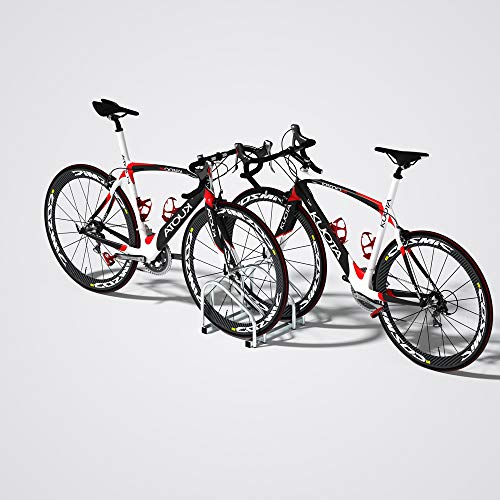 Monzana Aparcamiento para bicicletas soporte y organizador para 2 bicis para interior y exterior para pared y suelo