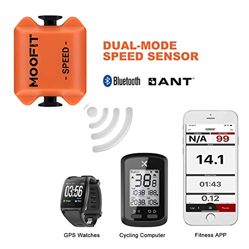 moofit Sensor de Velocidad Bluetooth Sensores de Velocidad Ant+ Rodillo Impermeable para Ciclocomputadores y Aplicación de Fitness