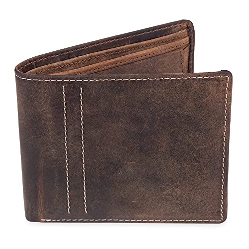 Moonster Cartera de Piel con Bloqueo RFID – Mantiene el Dinero y Las Tarjetas Organizadas con Fácil Acceso – Billetera para Hombre Delgada y Minimalista – 100% Piel de Búfalo – Preciosa Caja Regalo