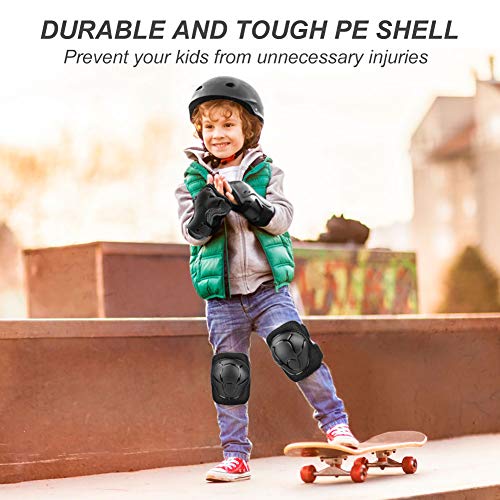 mopalwin Juego de Equipo de Protección 7 Piezas, Casco para Niños con Rodilleras Coderas Muñequeras, Proteccion Kit para Deporte Bici Patines Ciclismo Skate Scooter