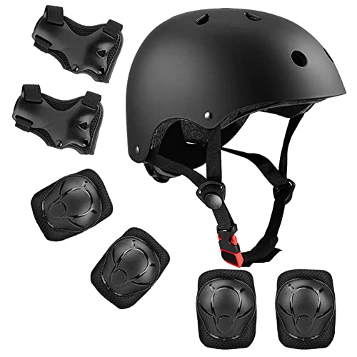 mopalwin Juego de Equipo de Protección 7 Piezas, Casco para Niños con Rodilleras Coderas Muñequeras, Proteccion Kit para Deporte Bici Patines Ciclismo Skate Scooter