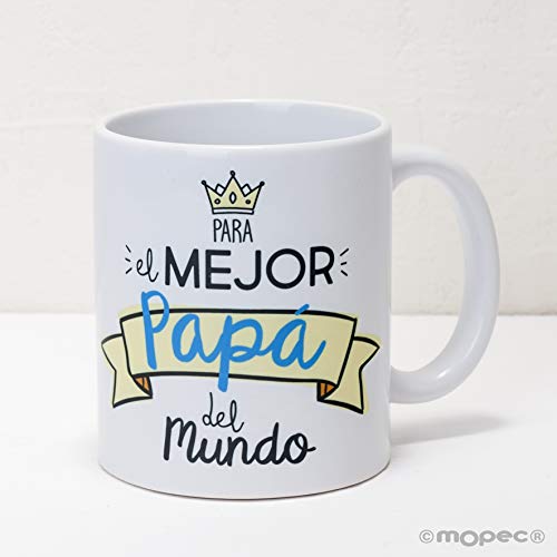 Mopec Taza Cerámica para el Mejor Papá, Porcelana, Blanco, 1 Unidad (Paquete de 1)