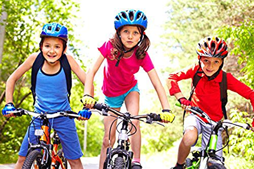 Morethan Medio Dedo Guantes de Ciclismo para Niños Niñas, Edad 4, 5, 6, 7, 8, 9, 10, 11, 12, Buena Tela, Colores Vivos, para Bicicleta de Montaña Carretera, Montañismo, Patinaje