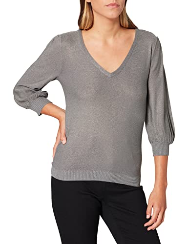 Morgan Pull Fin Col V Avec Lurex 212-mchoco Suter Pulver, Gris Claro, M para Mujer