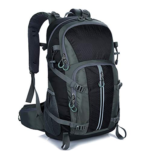 Mornyray Mochila Senderismo 40L, Mochila de Montaña Impermeable Mujer Hombre, Mochila de Viaje Trekking Acampada Caminar con Cubierta Lluvia (Negro)