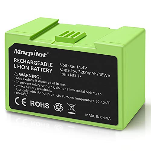 morpilot Batería Repuesto 14.4V 3200mAh, Compatible con Roomba E & I Series i7 i7+ 7150 7550 E5 5150 E6 6198 i3 i3+ 3150 3550 i4 i4+ 4150 Part No. 4624864 ABL-D1 Li-Ion