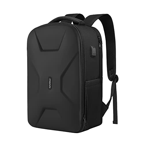 MOSISO 15,6-16 Pulgadas Mochila para Portátil con Puerto de Carga USB,Impermeable,Rígida,Mochila Informal Antirrobo de Viaje con Correa para Equipaje,Mochila Escolar para Mujeres y Hombres, Negro