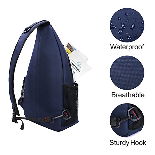 MOSISO Bolso de Honda, Poliéster Repelente de Agua Duradero Pecho Hombro Desbalanceada Gimnasia Fanny Ligero Crossbody Saco Satchel al Aire Libre Excursión Mochila Daypack, Azul Marino