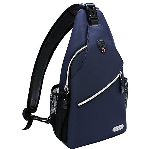 MOSISO Bolso de Honda, Poliéster Repelente de Agua Duradero Pecho Hombro Desbalanceada Gimnasia Fanny Ligero Crossbody Saco Satchel al Aire Libre Excursión Mochila Daypack, Azul Marino