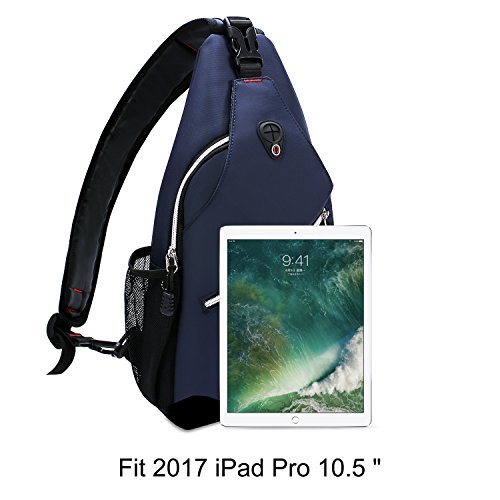 MOSISO Bolso de Honda, Poliéster Repelente de Agua Duradero Pecho Hombro Desbalanceada Gimnasia Fanny Ligero Crossbody Saco Satchel al Aire Libre Excursión Mochila Daypack, Azul Marino