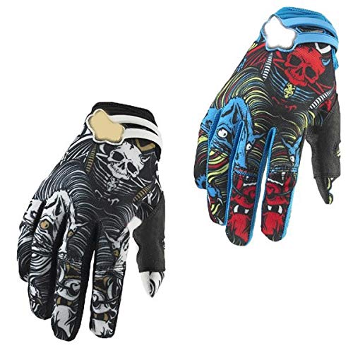 Motocicleta Bicicleta de montaña Guantes Deportivos para Montar Ghost Head Bike Racing Guantes Antideslizantes Dedo Largo - Azul, M