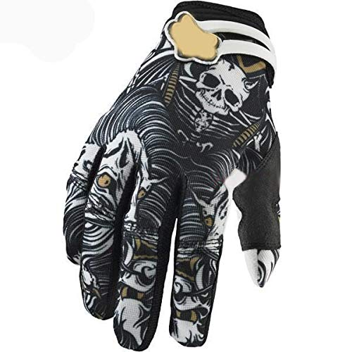 Motocicleta Bicicleta de montaña Guantes Deportivos para Montar Ghost Head Bike Racing Guantes Antideslizantes Dedo Largo - Azul, M