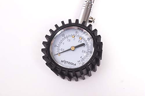 MotoDia MD4 Manómetro Analógico para Neumáticos con Extensión