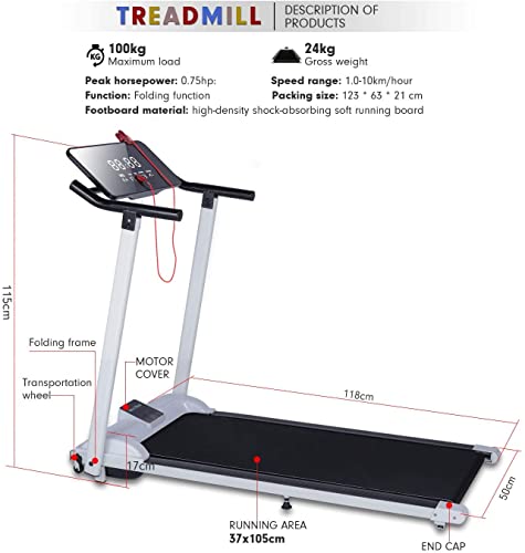 Motor plegable de la caminata 550W, la cinta de correr plegable para el hogar robusto resistente La pantalla LED proporciona información sobre la velocidad, el tiempo, la distancia y las calorías dest