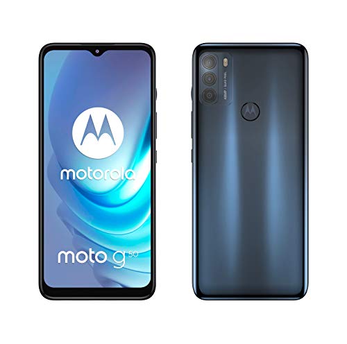 Motorola Moto g50 (Pantalla de 6.5" Max Vision HD+, Qualcomm® Snapdragon™ 480 2.0 GHz octa-core, cámara triple de 48MP, batería de 5000 mAH, Dual SIM, 4/128GB, Android 11), Gris [Versión ES/PT]