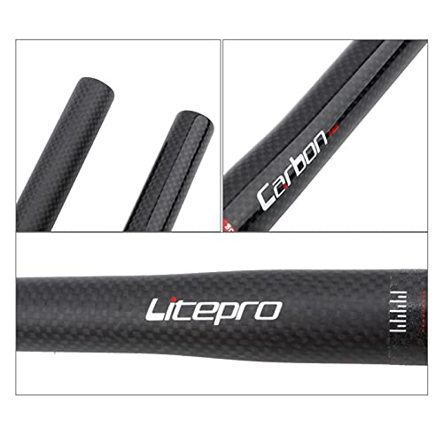 Mountain Bike Manillar, Camino Barra Plana de Fibra de Carbono, Manillar Horizontal de la manija Recta, 25.4 * 580mm Bike Handlebars, for MTB Road Cycling Folding Racing Handle Bar,Bright Black