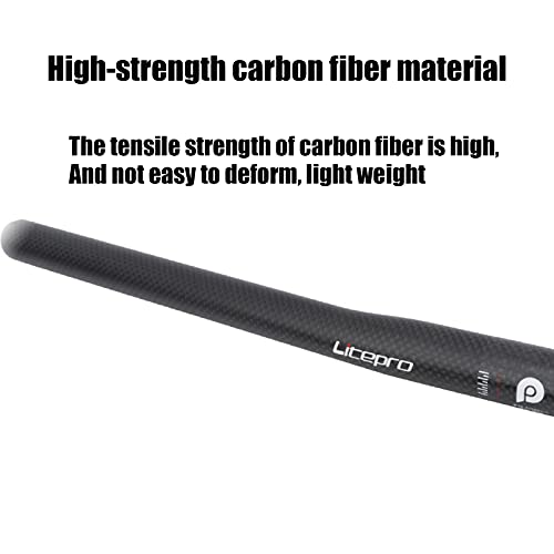 Mountain Bike Manillar, Camino Barra Plana de Fibra de Carbono, Manillar Horizontal de la manija Recta, 25.4 * 580mm Bike Handlebars, for MTB Road Cycling Folding Racing Handle Bar,Bright Black