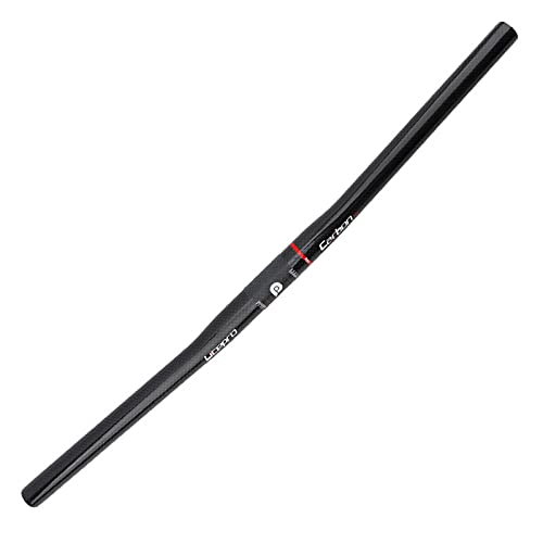 Mountain Bike Manillar, Camino Barra Plana de Fibra de Carbono, Manillar Horizontal de la manija Recta, 25.4 * 580mm Bike Handlebars, for MTB Road Cycling Folding Racing Handle Bar,Bright Black