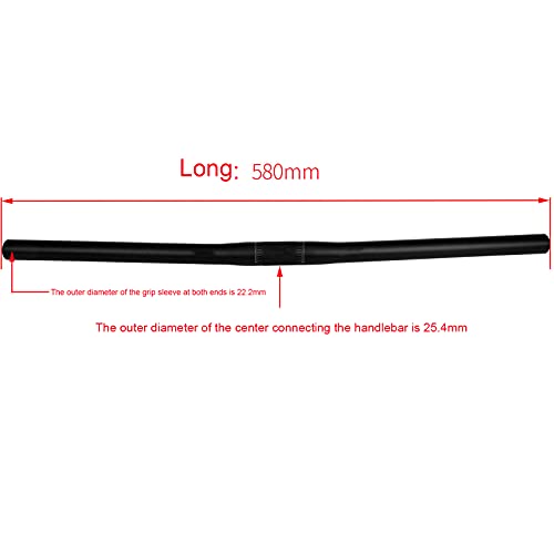 Mountain Bike Manillar, Manillar Bicicleta de Monta Elevador de Aleación de Aluminio, 25.4mm*580mm Bike Handlebars, for MTB Road Cycling Folding Racing Handle Bar,Black