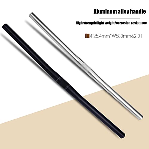 Mountain Bike Manillar, Manillar Bicicleta de Monta Elevador de Aleación de Aluminio, 25.4mm*580mm Bike Handlebars, for MTB Road Cycling Folding Racing Handle Bar,Black