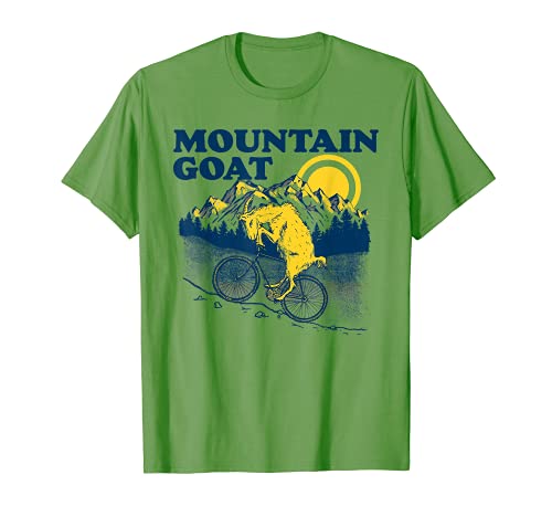 Mountain Goat Funny Mountain Biking Goat Biker Vintage 80s Camiseta