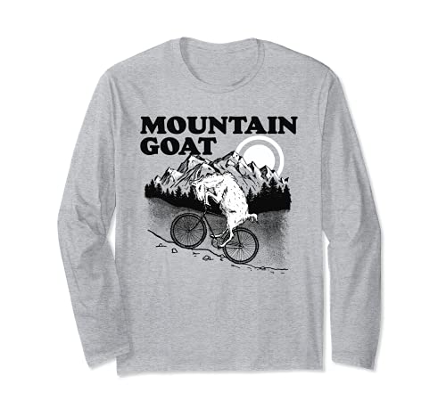 Mountain Goat Funny Mountain Biking Goat Biker Vintage 80s Manga Larga